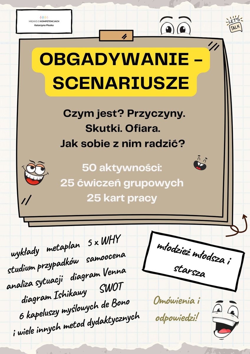 Obgadywanie – scenariusze. 50 aktywności. 25 ćwiczeń grupowych i 25 kart pracy dla młodzieży 10–18 lat okładka