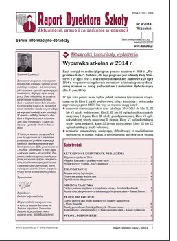 Raport Dyrektora Szkoły. Aktualności, prawo i zarządzanie w edukacji. Nr 9/2014 okładka