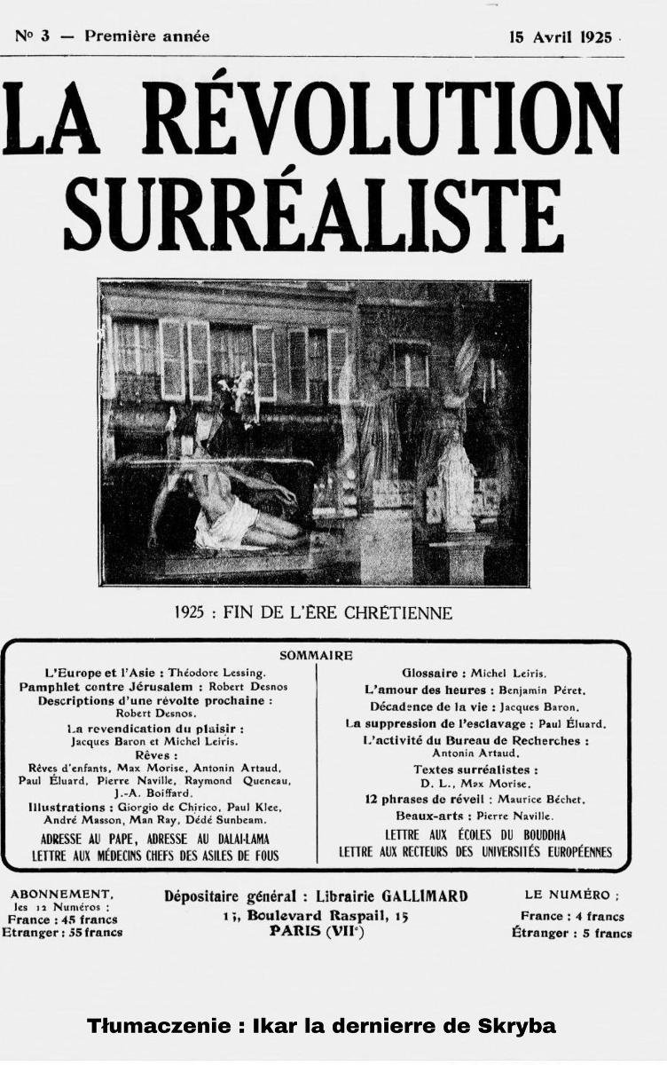 Rewolucja Surrealistyczna. Numer 3 okładka