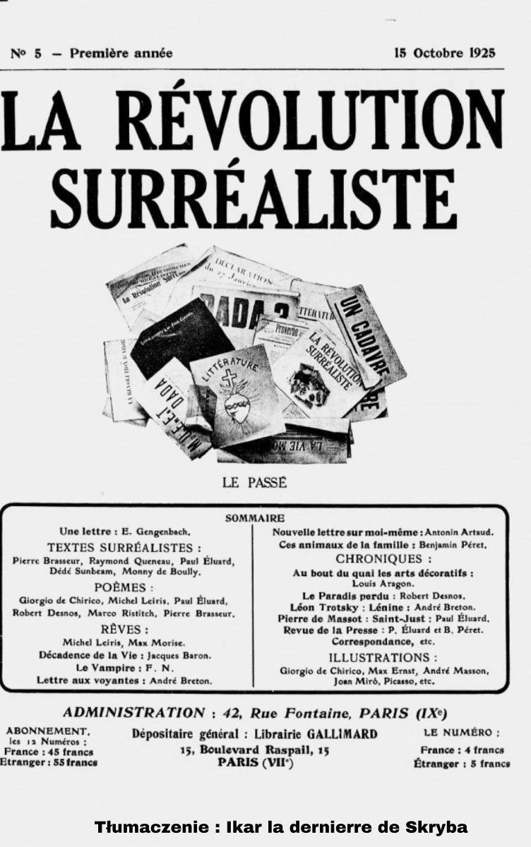 Rewolucja Surrealistyczna. Numer 5 okładka