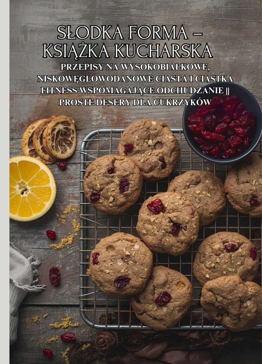 Słodka forma – książka kucharska: Przepisy na wysokobiałkowe, niskowęglowodanowe ciasta i ciastka fitness wspomagające odchudzanie || Proste desery dla cukrzyków okładka