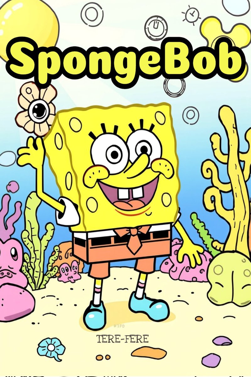 Spongebob: kolorowanki dla dzieci do druku. Spongebob Kanciastoporty do wydruku okładka