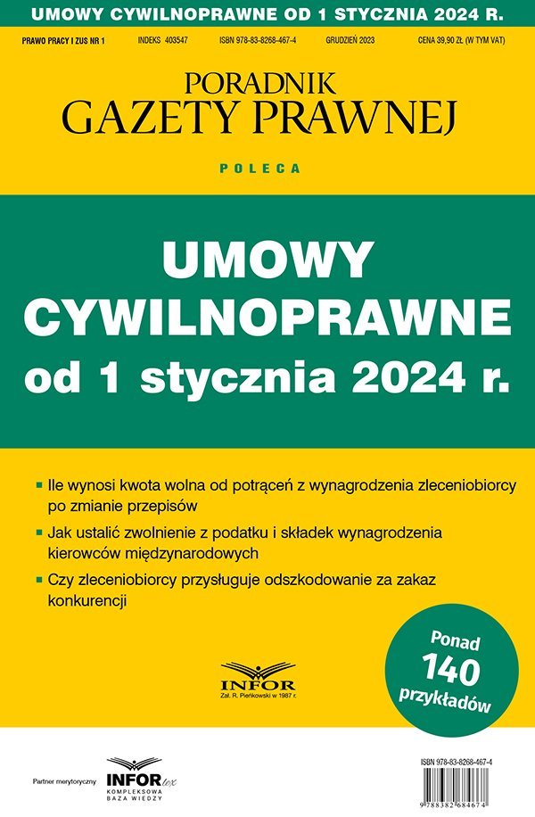 Umowy cywilnoprawne od 1 stycznia 2024 r. okładka