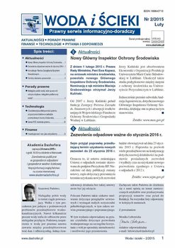 Woda i ścieki. Prawny serwis informacyjno-doradczy. Nr 2/2015 okładka