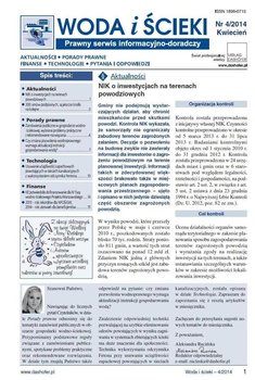 Woda i ścieki. Prawny serwis informacyjno-doradczy. Nr 4/2014 okładka